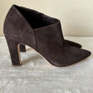 Cole Haan Vestry Pointed Toe Bootie, Dark Chocolate Suede, Size 9 1/2 B